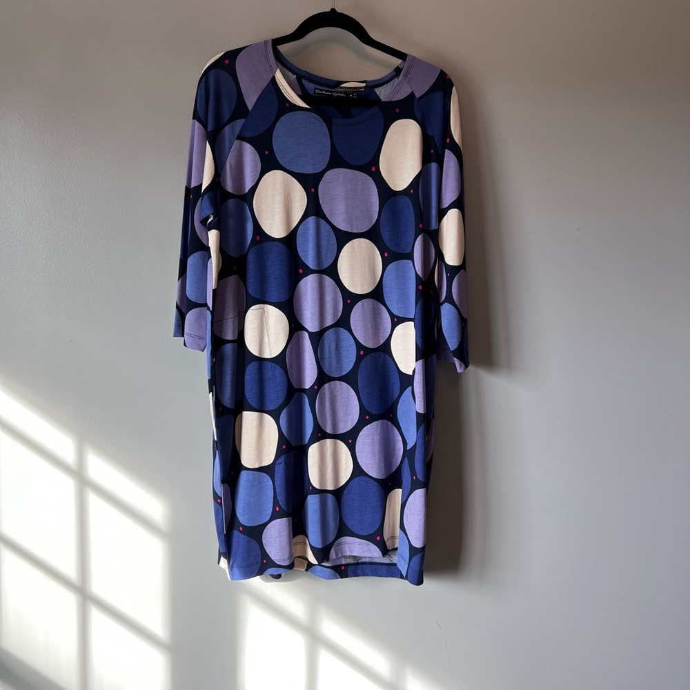 Gudrun Sjõdén purple/white circle pattern shirt dress w/ hidden pocket size M